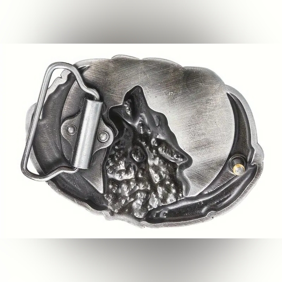 New Howling Wolf moon feathers Belt buckle fits 1.5 belt buckle - Picture 2 of 2